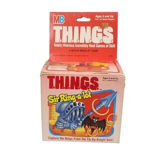 VTG Milton Bradley Things Sir-Ring-a-Lot Wind Up Fly-By-Knight Bats Game Read